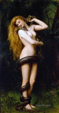  Lili Lienzo - Lilith John Collier Orientalista Prerrafaelita Desnudo Clásico